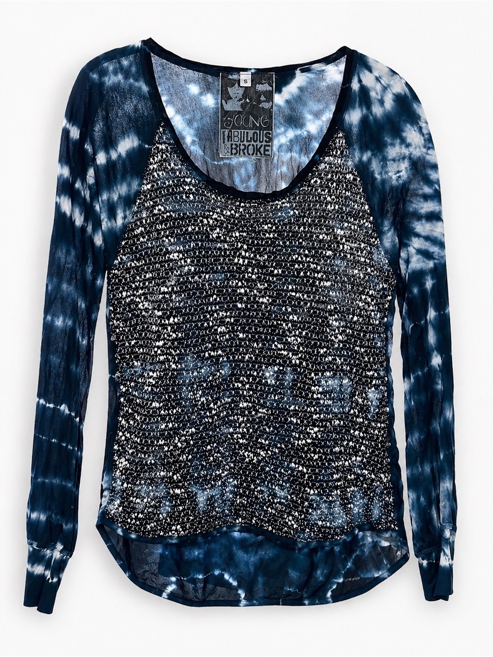 Young Fabulous & Broke Sheer Back Tie Dye Top S Fred Segal